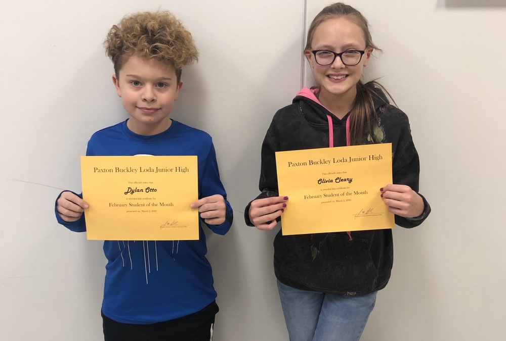 6th Grade February Students of the Month | Paxton-Buckley-Loda Junior High